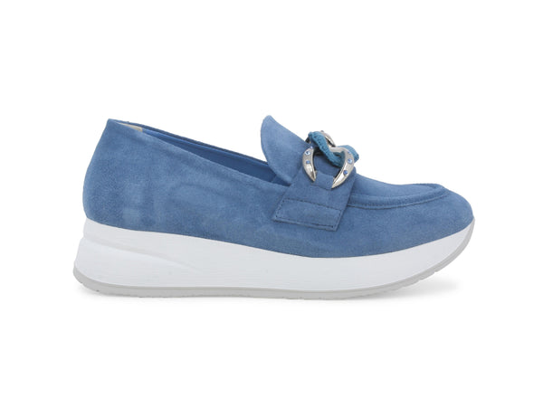 Melluso Mocassino Donna Comodo Camoscio con Morsetto Decorato Blu  R20087-243395